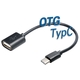 USB kabel USB-C M - USB-A F OTG, crna, 0.12m (TRN-MA-3L)