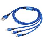 Akyga USB kabel USB-A utikač, Apple Lightning utikač, USB-C® utikač, USB Micro-A utikač 1.2 m plava boja AK-USB-27