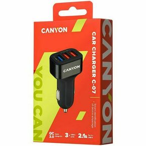 CANYON C-07 Universal 3xUSB car adapter(1 USB with Quick Charger QC3.0)