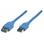 Kabel MANHATTAN, USB 3.2 USB-A (M) na USB-A (Ž), produžni, plavi, 2.0m