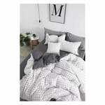 Bijelo-siva pamučna posteljina za bračni krevet/s produženom plahtom 200x220 cm - Mila Home