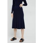 Vunena suknja Polo Ralph Lauren boja: tamno plava, midi, širi se prema dolje - mornarsko plava. Suknja iz kolekcije Polo Ralph Lauren. Model trapez kroja, izrađena od vrlo elastične pletenine.