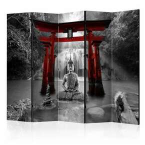 Paravan u 5 dijelova - Buddha Smile (Red) II [Room Dividers] 225x172
