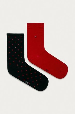 Tommy Hilfiger - Sokne (2-pack) - crvena. Sokne iz kolekcije Tommy Hilfiger. Model izrađen od elastičnog materijala. U setu dva para.