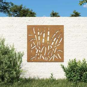Vrtni zidni ukras 55 x 55 cm čelik COR-TEN s uzorkom trave