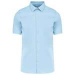 SHORT-SLEEVED COTTON/ELASTANE SHIRT - Light Blue,2XL