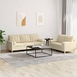 2-dijelni set sofa s jastucima krem od tkanine