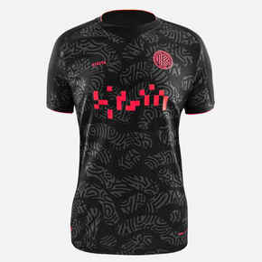 Majica kratkih rukava za nogomet Viralto II crno-sivo-ružičasta