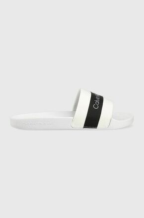 Natikače Calvin Klein Jeans Slide Printed Logo Web YW0YW01244 Bright White/Black/Lavender YBR