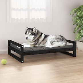 Krevet za pse crni 105 5x75 5x28 cm od masivne borovine