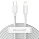 Baseus Simple Wisdom Data Cable Kit USB-C to Lightning PD 20W (2PCS/Set) 1.5m bijeli