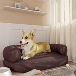 vidaXL Ergonomski pjenasti krevet za pse smeđi 88 x 65 cm umjetna koža