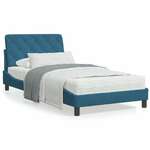 Okvir kreveta s LED svjetlima plavi 100 x 200 cm baršunasti