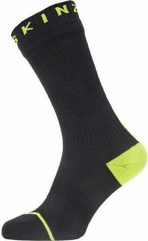 Sealskinz Waterproof All Weather Mid Length Sock With Hydrostop Black/Neon Yellow L Biciklistički čarape