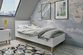 Dječji drveni krevet KUBI - bijeli - 180x80 cm