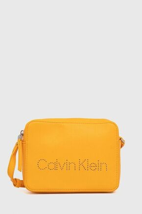 Torbica Calvin Klein boja: narančasta - narančasta. Mala torbica iz kolekcije Calvin Klein. Model na kopčanje izrađen od ekološke kože.