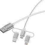 Verbatim Sync & Charge kabel 3-u-1 USB-A na Micro-B/USB-C/Lightning, M/M, 18W, bijeli, 1.0m V032394 V032394