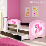 Dječji krevet ACMA s motivom, bočna wenge + ladica 160x80 07 Pink Fairy