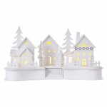 EMOS LED drveno selo, 16 cm, 2x AA, unutarnje, hladno bijela, timer, bijela