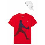 Muška majica Lacoste Tennis X Novak Djokovic T-Shirt &amp; Cap Set - red currant