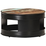 Stolić za kavu crni 68x68x36 cm od masivnog obnovljenog drva