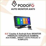A3073 Carplay&Android MONITOR 9.3" ZA AUTO, PREDNJA I STRAŽNJA KAMERA