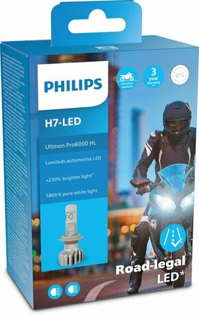 Philips Ultinon Pro6000 LED H7 Moto - 100% legalno - do 230% više svjetla - 5800KPhilips Ultinon Pro6000 LED H7 Moto - 100% legal - up to 230% more H7-ULTPRO6-1