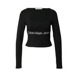 Majica dugih rukava Calvin Klein Jeans za žene, boja: crna - crna. Majica dugih rukava iz kolekcije Calvin Klein Jeans izrađena od debelog, lagano elastičnog pletiva. Lagano rastezljiva tkanina osigurava potpunu slobodu kretanja.