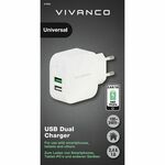 Strujni punjač VIVANCO 37563, 3.4A USBx2 (2.4A+1A), bijeli