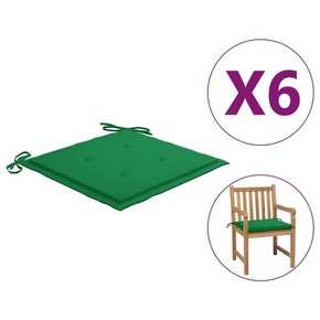 VidaXL Jastuci za vrtne stolice 6 kom zeleni 50 x 50 x 4 cm od tkanine