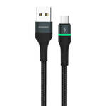 Foneng X79 USB na mikro USB kabel, LED, pleten, 3A, 1 m (crni)