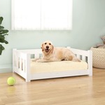 Krevet za pse bijeli 75 5 x 55 5 x 28 cm od masivne borovine