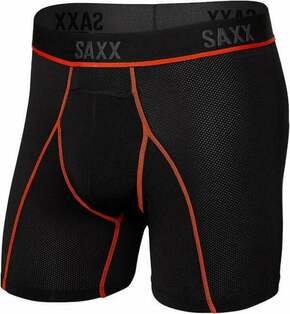 SAXX Kinetic Boxer Brief Black/Vermillion M Donje rublje za fitnes