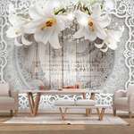 Samoljepljiva foto tapeta - Lilies and Wooden Background 245x175