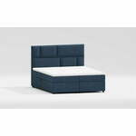 Tamno plavi boxspring krevet s prostorom za odlaganje 180x200 cm Lola – Ropez