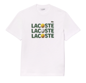 Muška majica Lacoste Heavy Cotton Tennis Ball Print T-Shirt - white