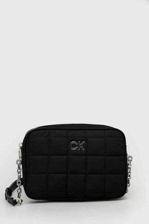 Torba Calvin Klein boja: crna - crna. Mala torba iz kolekcije Calvin Klein. na kopčanje model izrađen od tekstilnog materijala. Izuzetno izdržljiv materijal.