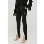 Vunene hlače Victoria Beckham za žene, boja: crna, uski kroj, visoki struk - crna. Hlače iz kolekcije Victoria Beckham. Model izrađen od glatke tkanine.