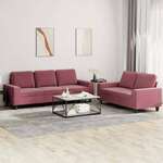 2-dijelni set sofa crvena boja vina od tkanine