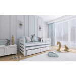 Drveni dječji krevet Bolko s dodatnim krevetom i ladicom 160x80 cm, bijeli