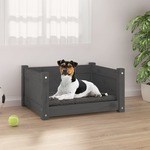 Krevet za pse sivi 55,5x45,5x28 cm od masivne borovine