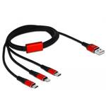 Delock USB kabel USB 2.0 USB-A utikač, USB-C® utikač, USB-Micro-B utikač, Apple Lightning utikač 1 m crna, crvena 85892