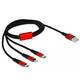 Delock USB kabel USB 2.0 USB-A utikač, USB-C® utikač, USB-Micro-B utikač, Apple Lightning utikač 1 m crna, crvena 85892