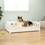 Krevet za pse bijeli 95,5 x 65,5 x 28 cm od masivne borovine