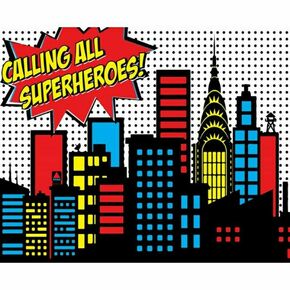 Click Props Vinyl with Print Calling All Superheroes 3x2.44m studijska foto pozadina s grafikom