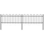 vidaXL Vrtna ograda s ukrasnim lukovima čelična 3,4 x 0,8 m crna
