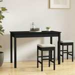 Blagovaonski stol crni 110 x 55 x 75 cm od masivne borovine