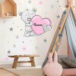 Zidna naljepnica - medvjedića sa zvjezdicama u ružičastoj boji