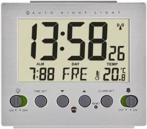 TFA Dostmann 60.2561.55 radijski budilica srebrna Vrijeme alarma 1