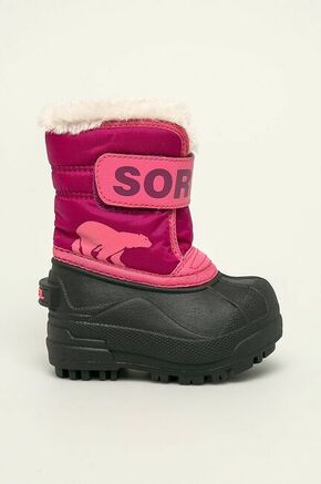 Sorel - Dječje čizme za snijeg Toddler Snow Commander - roza. Dječja obuća za zimu iz kolekcije Sorel. S podstavom model izrađen od kombiniranog tekstilnog i sintetičkog materijala.